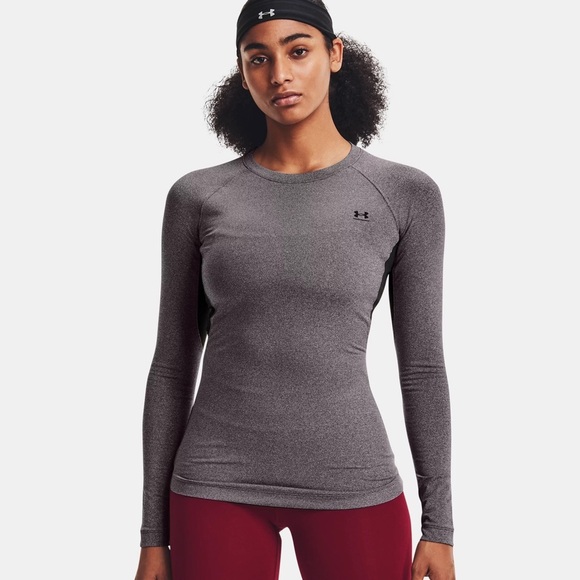 Under Armour Tops - Women's HeatGear® Compression Long Sleeve Grey Mesh Sweat wicking back Size XL